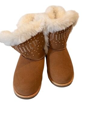 Juicy Couture Claremont Girls Boots Size 13 Brown Glitter Bow Winter Boots